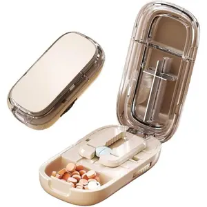 Adjustable Pill Cutter and Splitter with Pill Organizer - Portable ABS Plastic Tool, Precise Alignment for Small Tablets, Smooth Stainless Steel Component, Prop 65 Safe, Outdoor Leisure & Healthcare Equipment