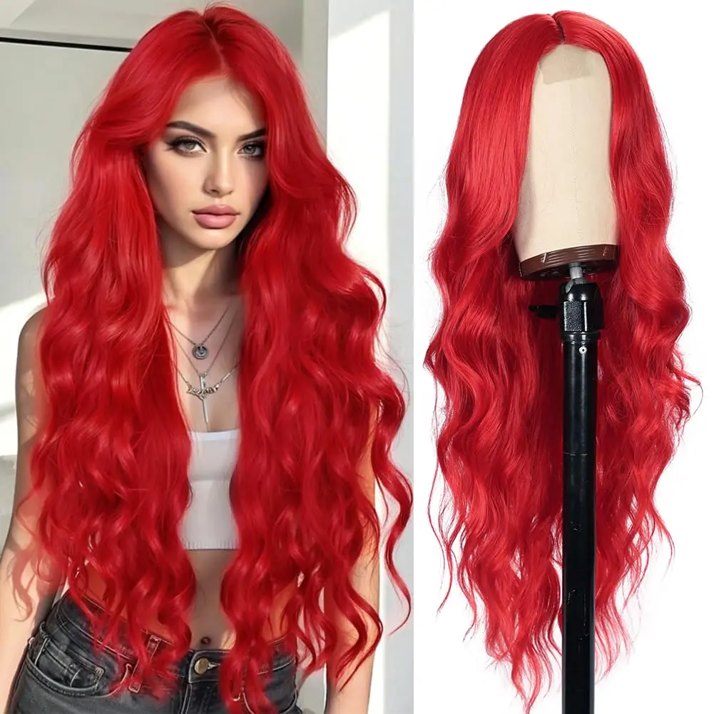 Red Synthetic Body Wave Lace Front Wig