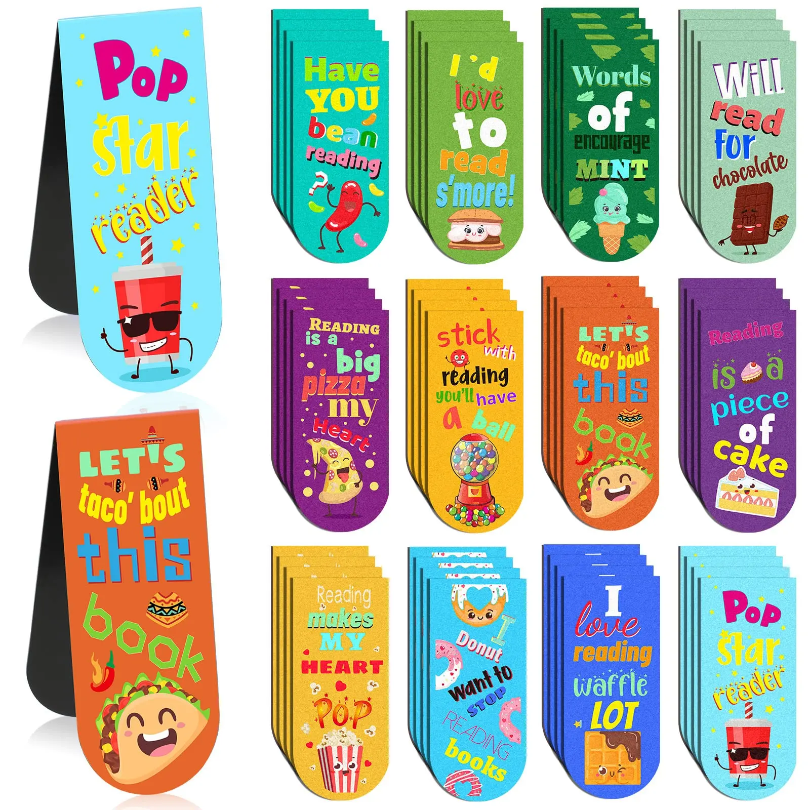 48 Pcs Back to School Magnetic Bookmark Gifts Bulk Classroom Rewards Scented Magnetic Bookmarks Sniff Fruit Food Bookmarks for Students from Teachers Parents for First Day of School Classroom Tools Incentives Reading Prizes School Gift Exchange Book Fair