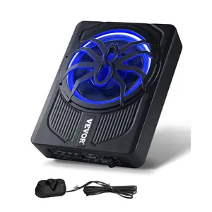 fathersdaygift VEVOR 10 440W Underseat Car Subwoofer, Slim Powered Car Subwoofers with Blue Ambient Light, Low Profile Audio Sub Under the Seat with Built-in Amplifier, Remote Controller for SUVs, Car, Truck, RV