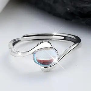 Moonstone Ring - Adjustable Open Band, Hypoallergenic, Elegant Minimalist Design for Daily Wear & Parties, Perfect Gift for Women, Moonstone Jewelry