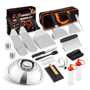 26-Piece Griddle Accessories Kit, Flat Top Grill Utensils Tool Set, Stainless Steel Spatulas, Griddle Scraper Chopper,Teppanyaki Cooking BBQ