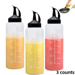 Squeeze Condiment Bottle, 3 Counts/set Refillable Sauces Dressings Oil Squeeze Bottle with Twist Cap and Syrup Dispenser, Durable Seasoning Bottle for Home Kitchen