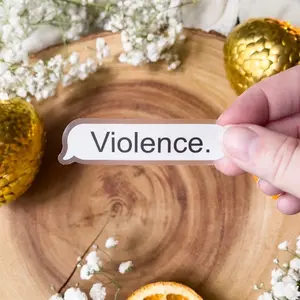 Violence Text Vinyl Sticker | Offically Licensed Fourth Wing Sticker | 3”x1”