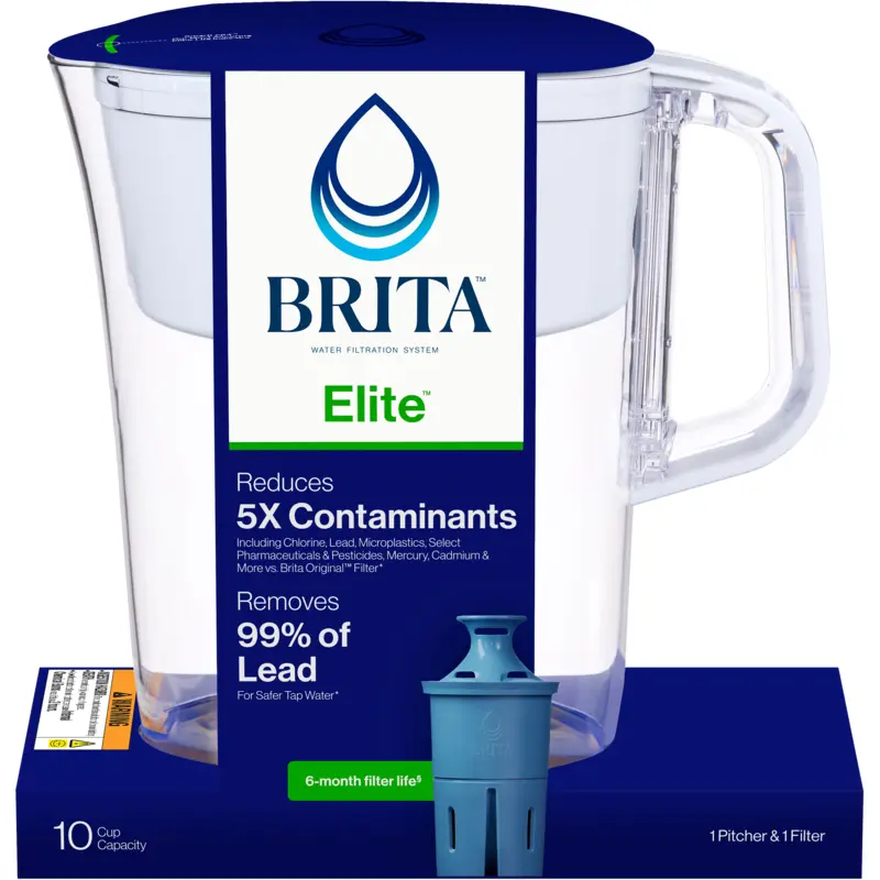 Brita Water Pitcher with Elite Filter 10-cup capacity | 1 Brita Elite Filter included