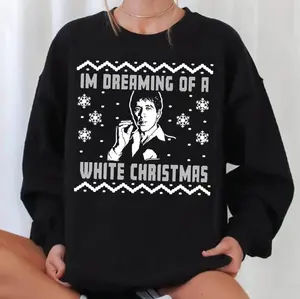Scarface White Christmas Black or Red Sweatshirt Crew Neck - Lightweight Holiday Sweater with Classic & W Crew Neck Design for Men Long Sleeve Casual