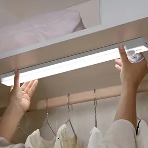 USB Rechargeable LED Motion Sensor Night Light Strip, Magnetic Wireless Under-Cabinet Lighting for Hallway Stairs Bedroom Kitchen, Multifunctional Lighting