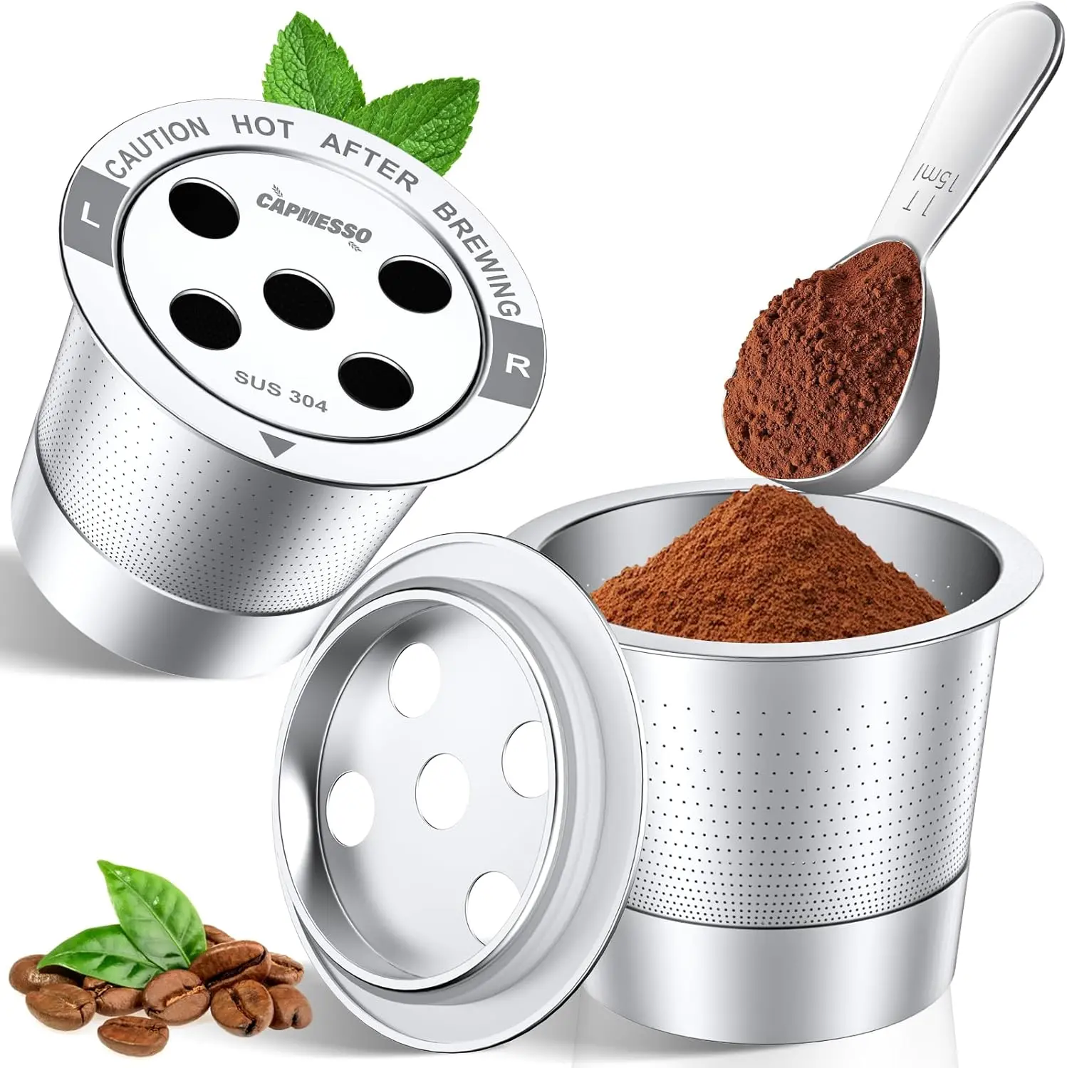 Reusable K Cups for Keurig: 2-Pack 5-Hole All Stainless Steel Pods | Refillable Coffee Pods with Scoop Fits K-Supreme/K-Slim/K-Duo Gen 2 MultiStream Makers - Easy to Clean & Plastic-Free Brewing