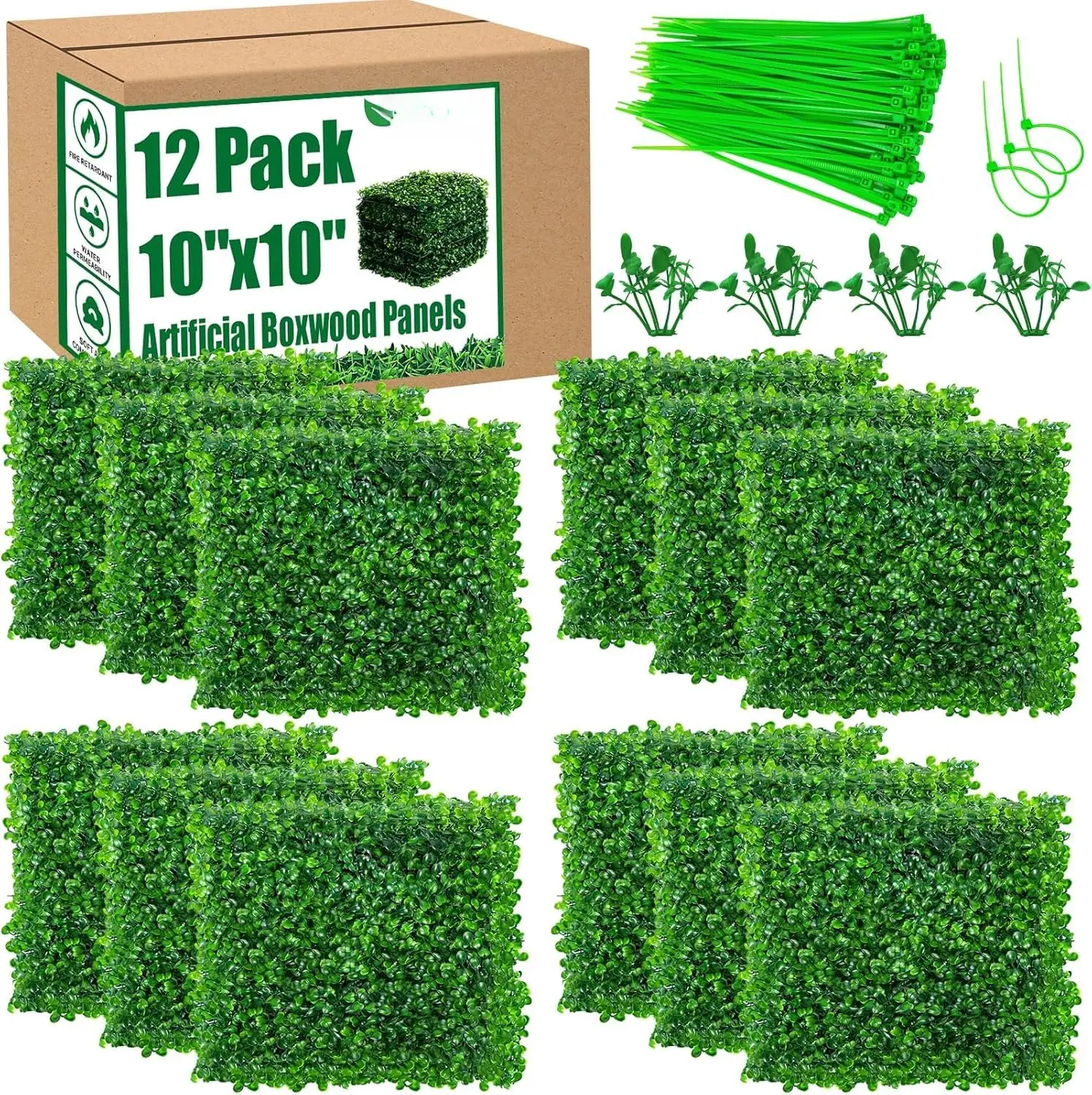 12 count Grass Wall,10"x10" Grass Wall Panels,Artificial Boxwood Panels,Greenery Wall Faux Hedge Grass Panels,Grass Wall Backdrop Panels for Outdoor Indoor Garden Yard Fence