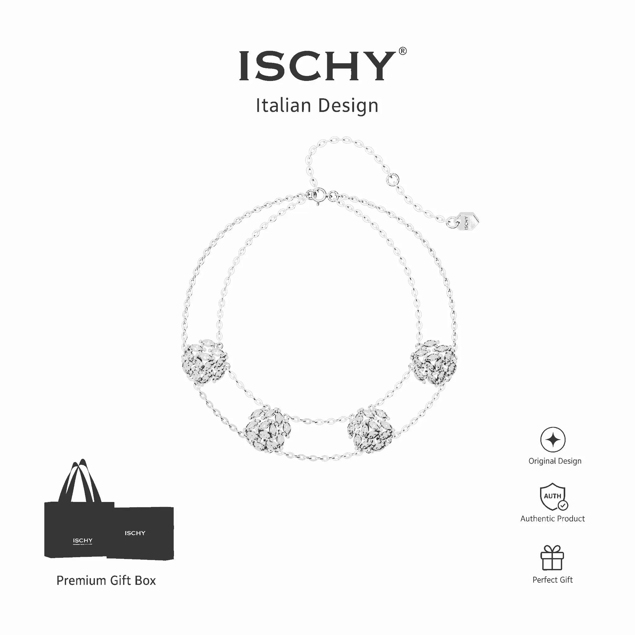 iSchy Double Chain Bracelet for Women, Adjustable Bangle, Luxury Bridal Jewelry for Evening, Prom, Anniversary