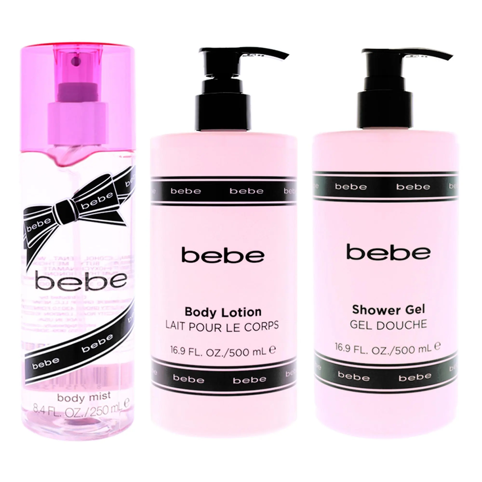 Shining Silver Trio Kit by Bebe for Women - 3 Pc Kit 8.4oz Bebe Silver Body Mist, 16.9oz Bebe Silver Shower Gel, 16.9oz Bebe Silver Body Lotion