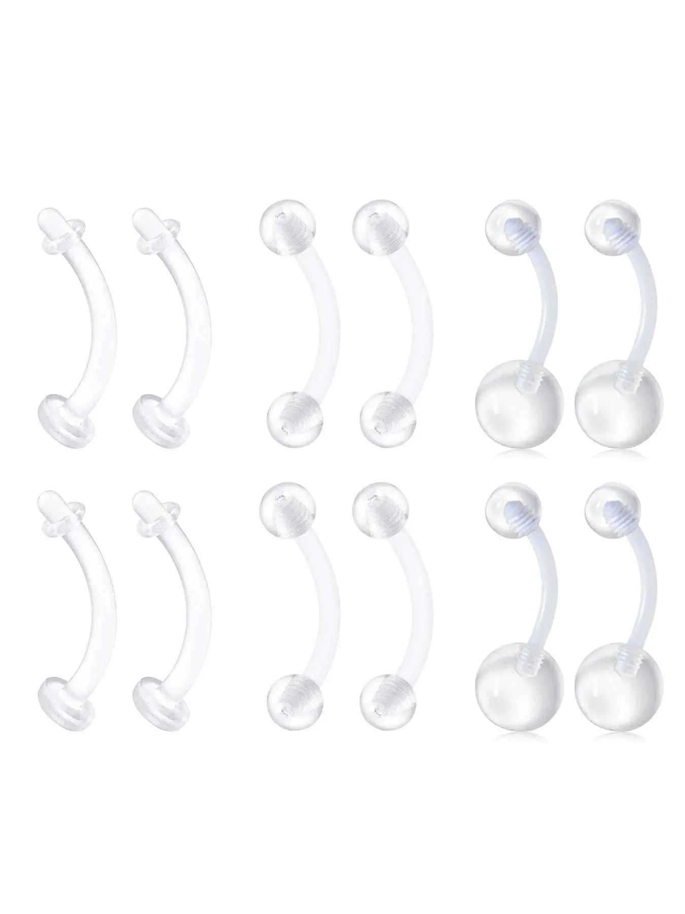 14g Clear Belly Button Rings Bioflex Plastic Belly Ring Curved Barbell Navel Piercings Retainers for Work Surgery 10mm Body Piercing Jewelry