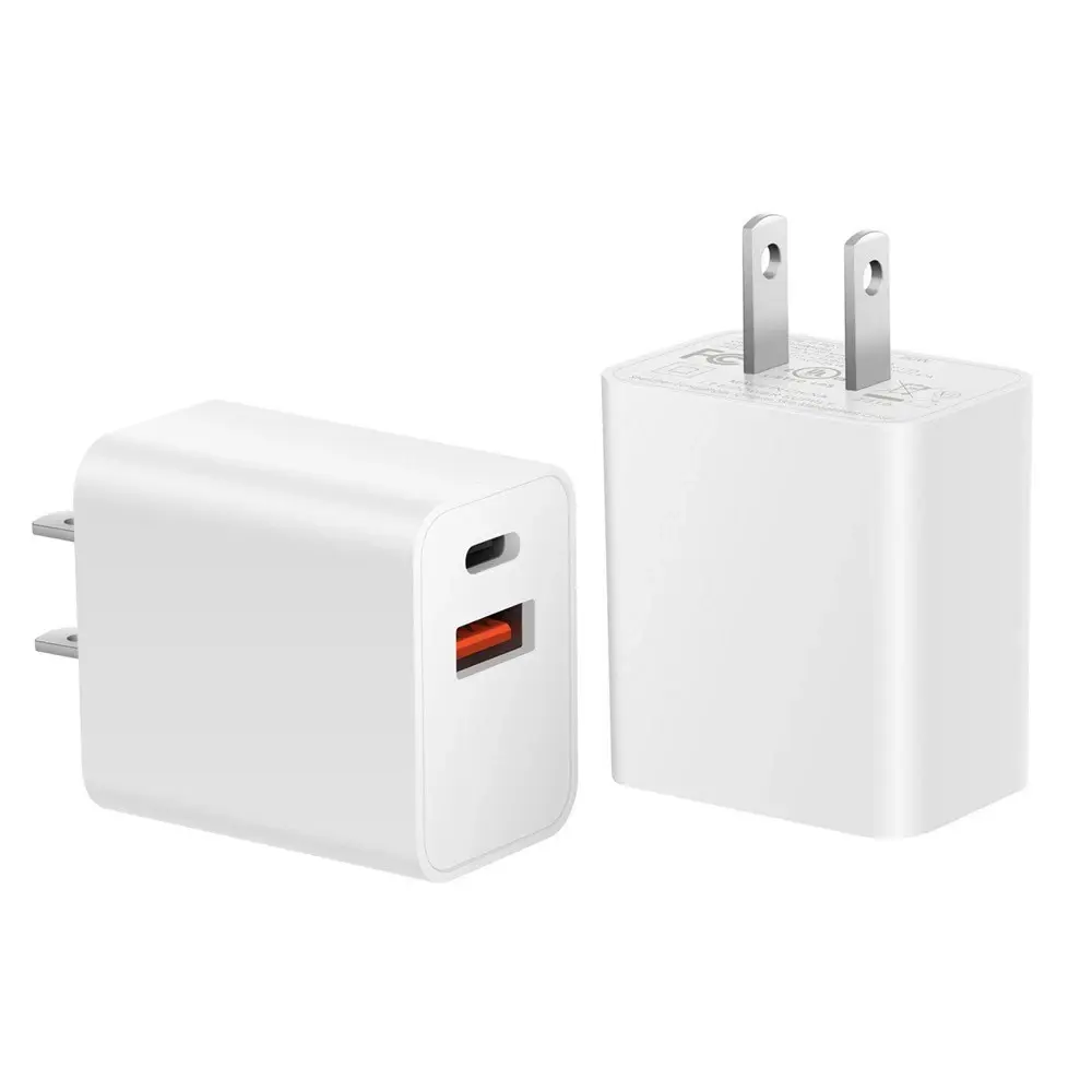 2 Pack 20W USB C & USB A Fast Charger Block Power Supply US Plug PD Adapter Dual Port High-Speed Charging for iPhone 17/16/15/14/13/12/11 Pro/12 Pro Max Samsung Galaxy S25 Ultra/S25/S24/S23/S22 Type C Lightning Usb C Cables