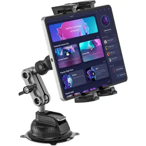 Tablet Mount for Truck, Car Tablet Holder Heavy Duty Super Suction Cup/Adhesive Base iPad Stand for Dash Windshield Wall Vehicle Desk, 360° Metal Bracket for 4.7-12.9" iPad Pro/Air/Mini/Galaxy
