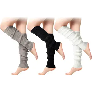 3/2 Pairs Leg Warmers for Women - Leg Warmers 80s Ribbed Knitted Long Socks for Party Sports