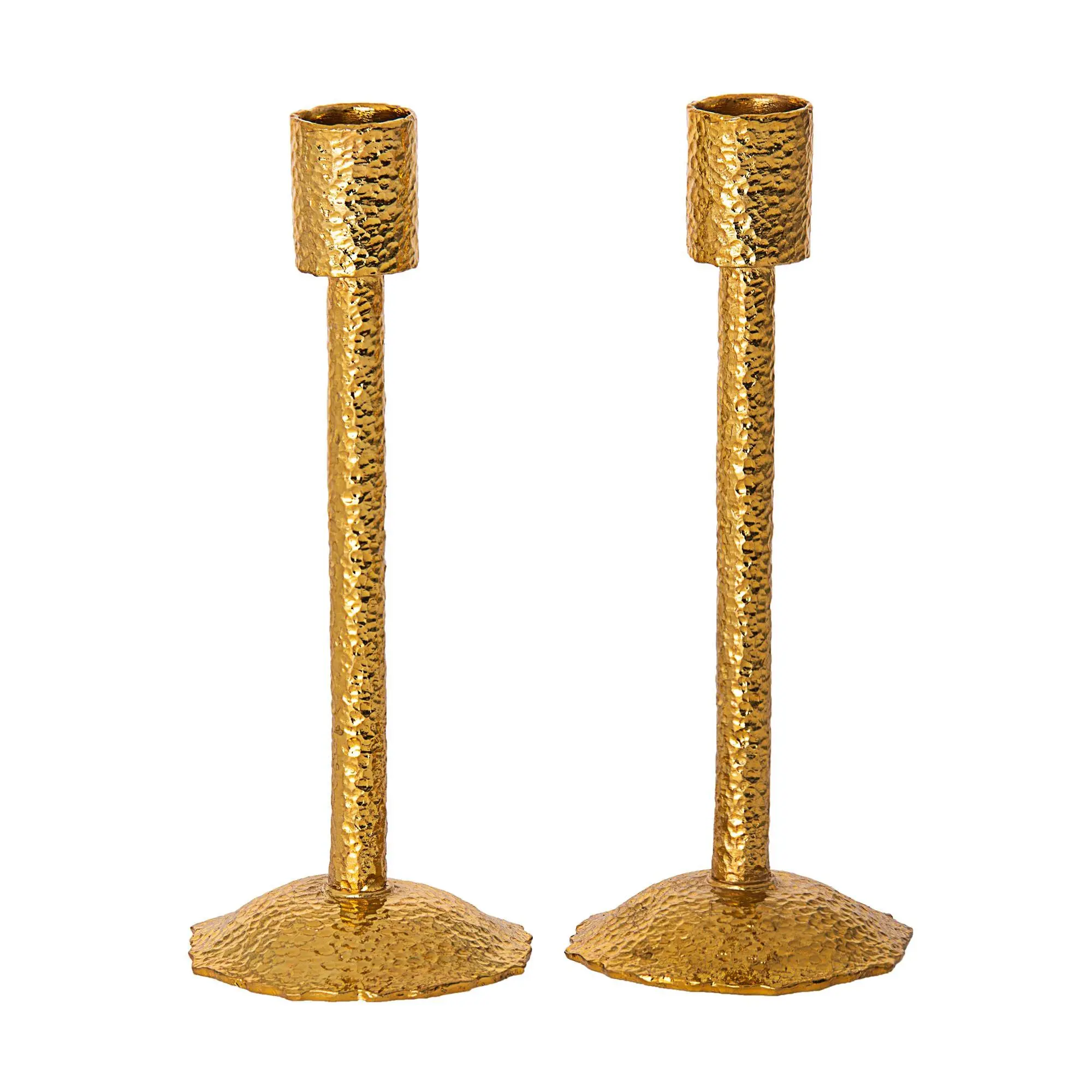Copa Judaica Hammered Gold Candle Stick Holders