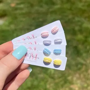 Sweet Macaroon Stud Earrings Pink Blue Purple & Yellow 0.4 Inches Perfect For Kids & Adults Simple Design