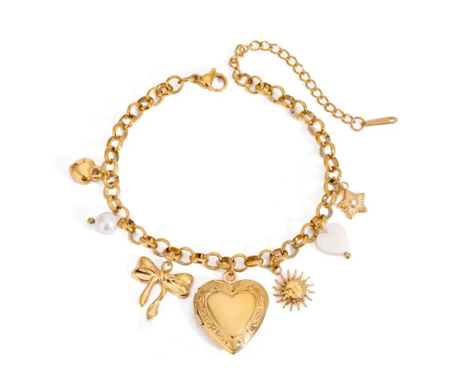 Lovers Locket Charm Bracelet, Fashion Costume Jewelry Accessory, Ideal Jewelry Gifts for Couples