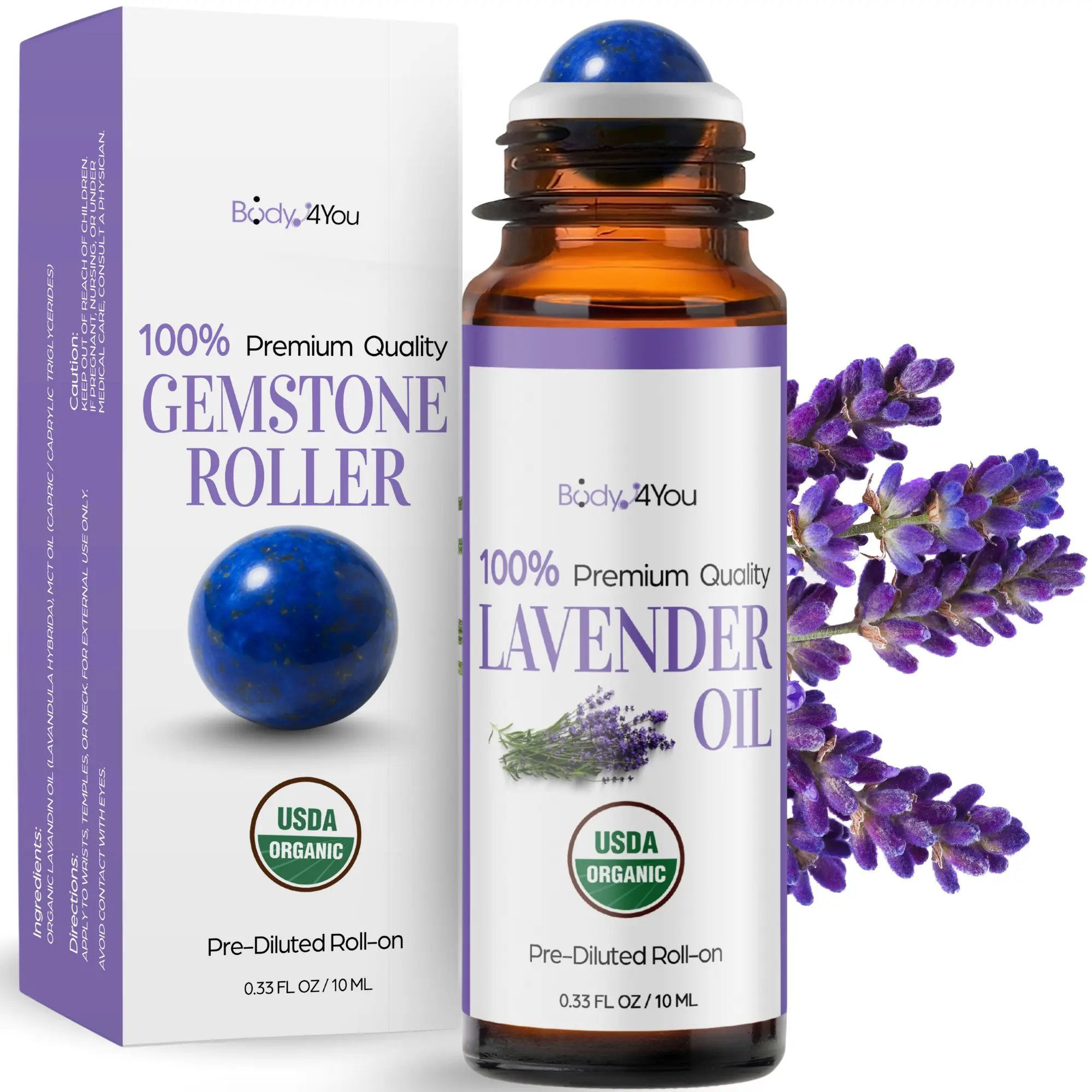 Body4You Essential Oil Roll-Ons for Aromatherapy 10ml USDA Organic Calming Oils for Natural Sleep & Therapeutic Application Essential Oil Blend Over all Wellness