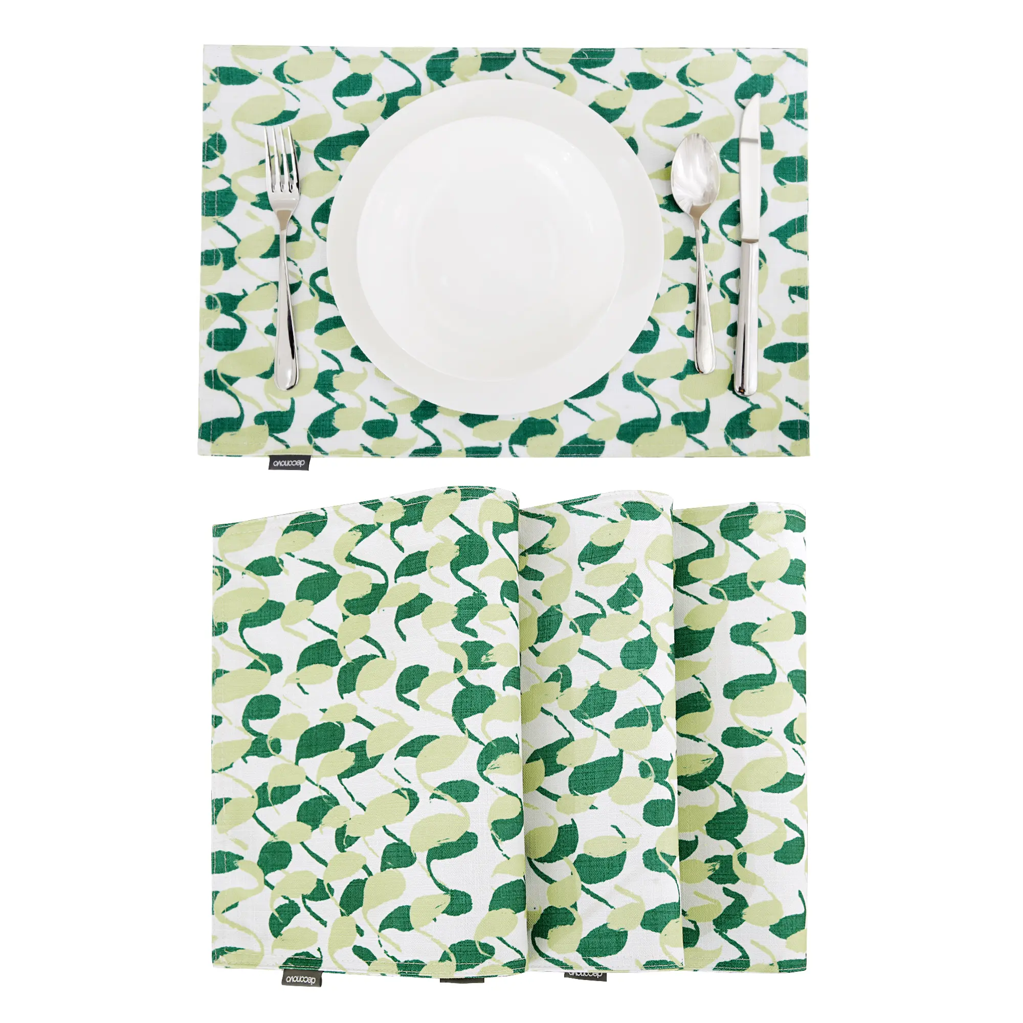Deconovo Linen-Look Waterproof Reversible Placemat with Cosmic Horizon Print, Double-Sided Stitched Dining Table Mat