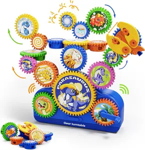 STEM Gears Toys for Kids Ages 3+, Creative Learning Building Blocks, 14Pcs Educational Building blocks Construction Toy Set, Electric & Manual Dual Mode, Versatile Gear Playset Gift for Boys & Girls