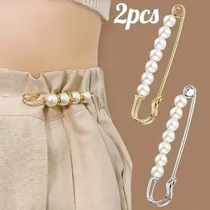 [Elegant Shawl Pin] Versatile Elegant Plastic Mosaic Faux Pearl Shawl Pin | Waist Clip, Safety Hijab Brooch, Sweater Pin, and Scarf Buckle for Women, All Season Daily Wear