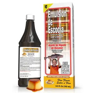 Emulsion de Escocia Cod Liver Oil Emulsion - Flan Flavor, Daily Dietary Vitamin Supplement, Immunity Boost, Brain Support, Vitamins A & D for Bone, Eye Health - 6.5 Fl Oz