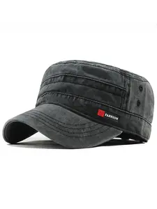 1pcs Men's Adjustable Flat Top Hat with Breathable Mesh Back - Lightweight Outdoor Cap, Lightweight Sun Hat, Mixed Colors, hand Washable, Perfect Gift for Dad, Casual Headwear, Modern Headgear, Durable Headcap, Adjustable Snapback Hat, Trucker Snapback