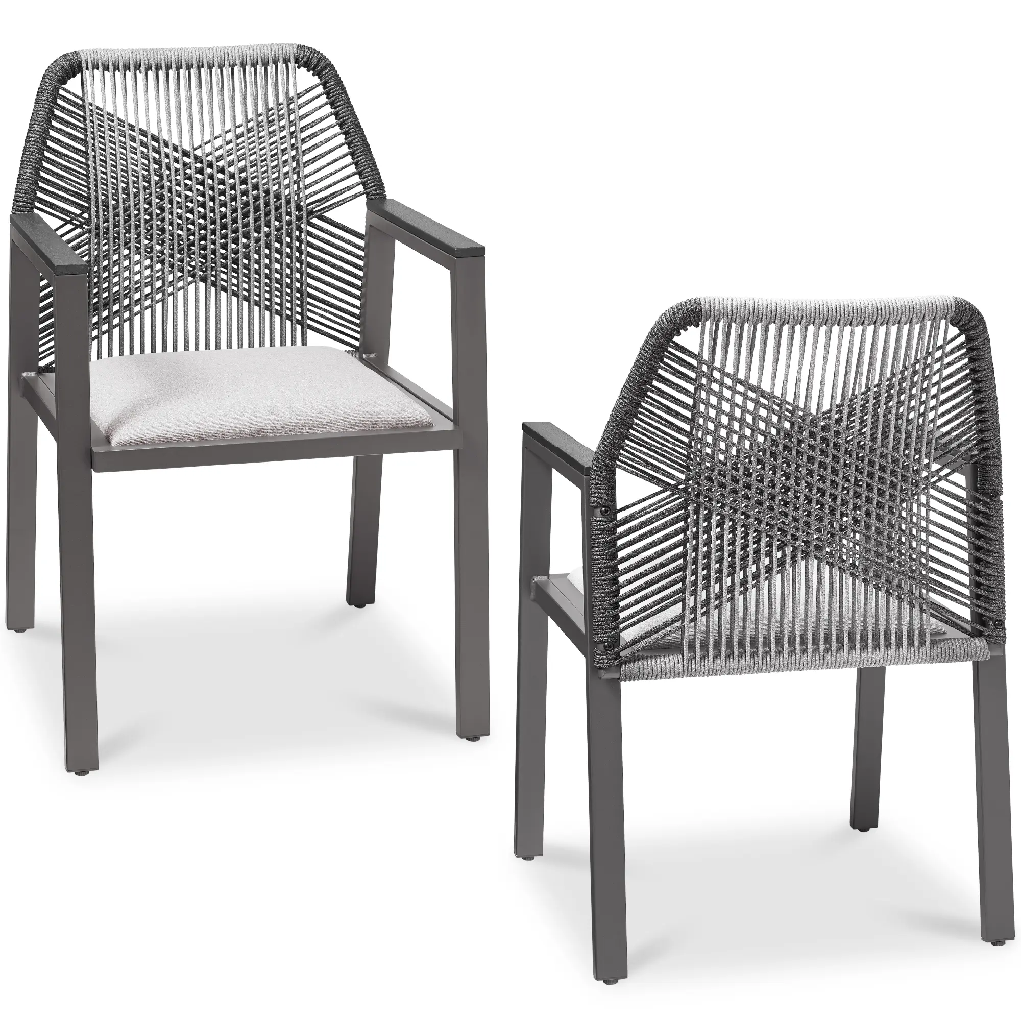 Best Choice Products Set of 2 Indoor/Outdoor Aluminum Woven Rope Dining Chairs w/ Armrests Best Choice Products Set of 2 Indoor/Outdoor Aluminum Woven Rope Dining Chairs w/ Armrests