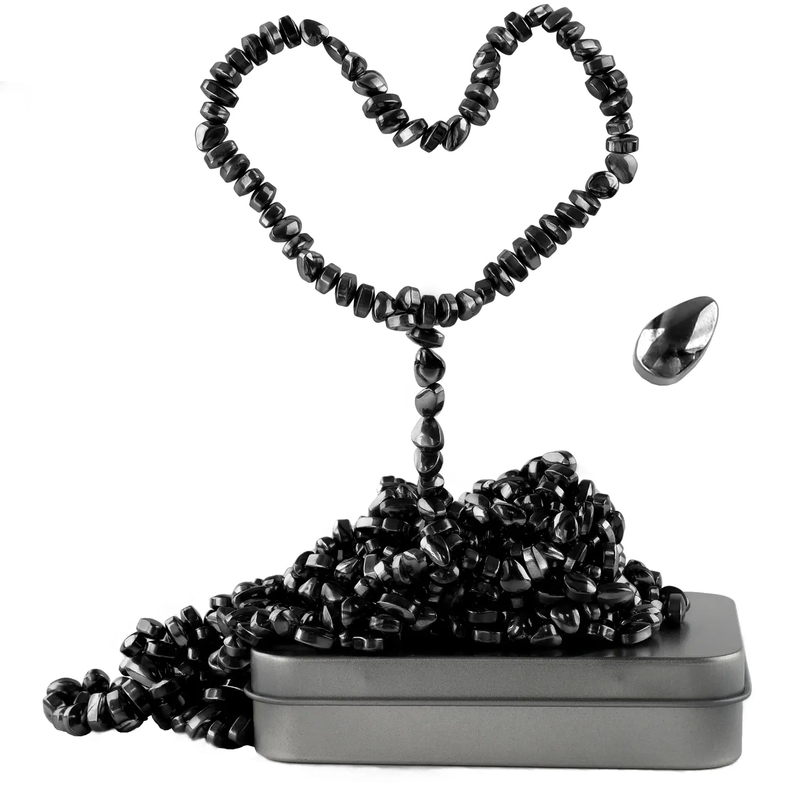 1000-PCS Metal Magnetic Beads Mini Stone Cluster Set, Black Pebble Palm Hand Desk Decor, Ages 14+ Wellness Support Anxiety Fidget Stress Relief Toy for Adults