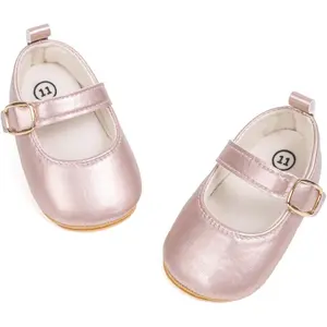 KF5-SK045  Infant Baby Girls Mary Jane Flats Non-Slip Bowknot Princess Wedding Dress Shoes Toddler Crib Shoes