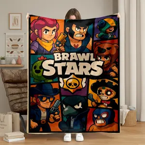 Brawl Stars Flannel Blanket, Soft Warm Throw for Couch Office Bed Camping Travel, All-Season Multi-Purpose Gift, Christmas Present, Soft Cozy Throw