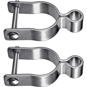 304 Stainless Steel Gate Hinge for Chain Link Fence - 2 Pack Female Hinge Fit 2-3/8" Post/Pipe (5/8" Pin) with Bolts/Nuts Included - Heavy Duty Fence Hinges for Farm, Cattle, Residential Gates
