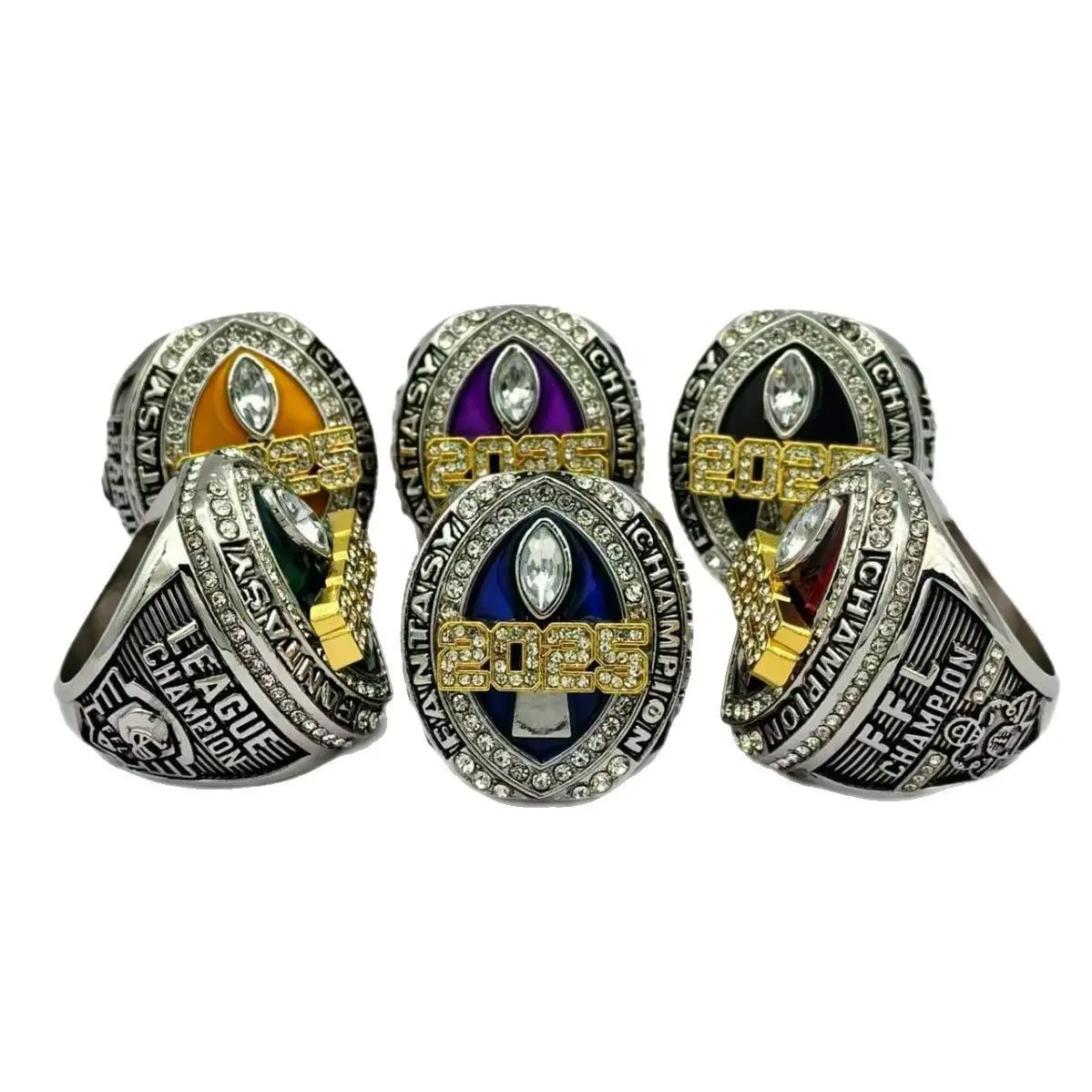 New 2025 New 2026 Fantasy Football  Commemorative Ring, Large Ring  new hot-selling men's popular ring,dream series ring, gift for friends Sparkling Zircon Inlay Cubic Zirconia Solitaire