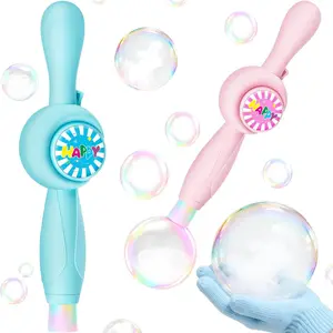 Elastic Bubble Fog Wand Rechargeable Automatic Electric Smoke Bubble Machine For Kids Magic Smoke Bubble Maker Colorful Lights & Music Bubble Fog Game for Parties Beaches Summer Outdoor Toy Gift Handheld Bubble Maker