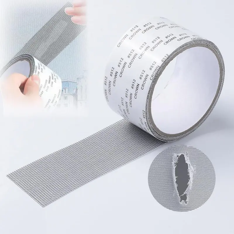 Window Screen Repair Tape - Resilient, Weather Resistant, Adhesive Backed Gray Fiberglass Mesh Strip for DIY Users, Quick Fix for Window & Door Screens (2 inches x 157.5 inches), Mesh Surfaces