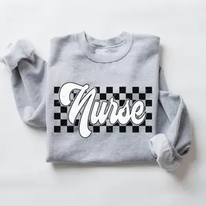 Nurse Sweatshirt, Checkered Nurse Sweatshirt, Retro Nurse Shirt, ER RN Shirt, Cute Nurse Shirt, Nursing Tee, Nurse Graduation Gift outfits women
