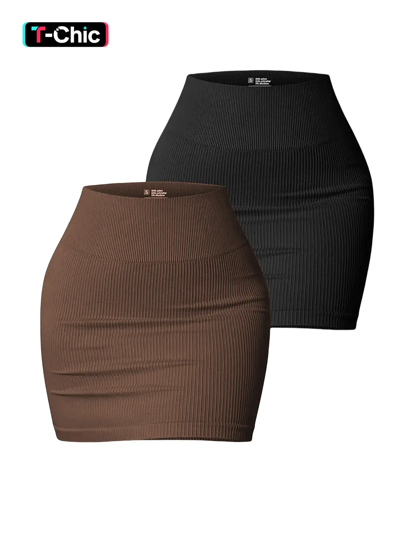 Women's Solid Ribbed High-Waist Sports Athletic Skirt, High-Stretch Seamless Skinny Skirt, Stretchy Athletic Skirt, Ladies Sportswear Workout Skirts, Active Skirts for Indoor Outdoor Wear