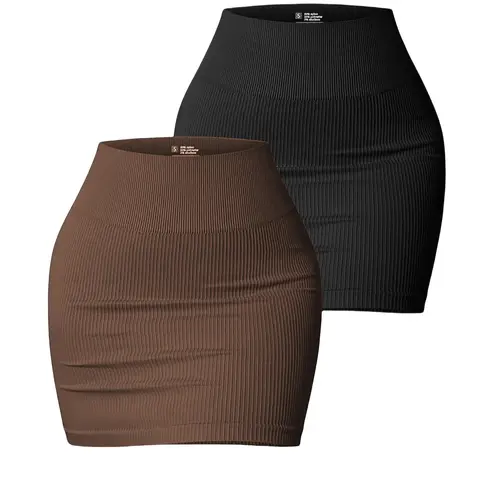 【Black Friday】Women's Solid Color Ribbed High Waist Sports Skirt, Seamless High-Stretch Skirt, Ladies Sportswear, Tight-Fit Active Skirts for Indoor & Outdoor Wear