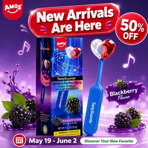 AMOS TastySounds Wireless Audio Lollipop – Blackberry Flavor, Bone Conduction Music Candy, Rechargeable Singing Lollipop, Listen Through Your Mouth Novelty Gift Pre-Sale