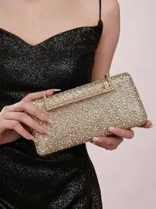 Compact Evening Clutch Bag, Elegant Lady Shoulder Bag, Rhinestone Crossbody Chain Bag, Women's Evening Party Bag, Evening Purse, Fashionable Shoulder Clutch, Perfect for Weddings, Graduations
