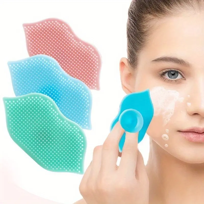 Exfoliating Lip Brushes with Sucking Cup Bendable Soft Lip Scrubbers Lip Cleaning Scrub Brush Tool Scrubber Pad