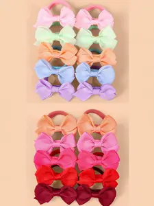 Girls' Tail Bow Hair Tie Set, Simple Fashion Ponytail Holder, Perfect for Home Play School Daily Wear, Elastic Hair Accessory Set, Hair Accessories Sets, 20 Pieces