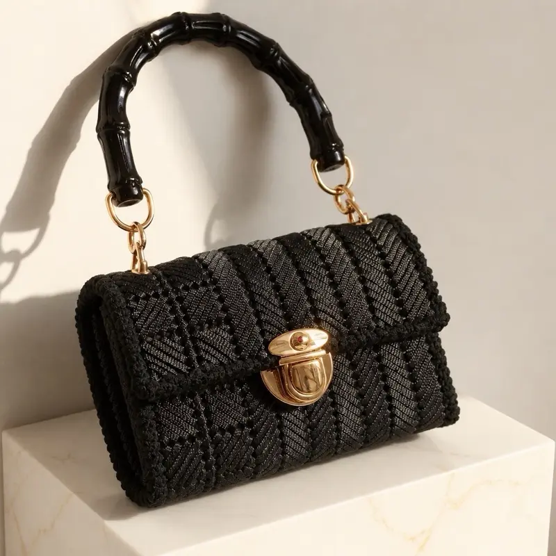 Black elegant handmade handbag