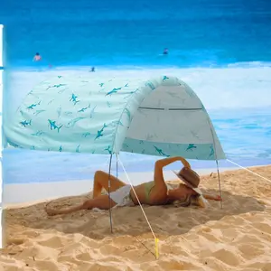 Beach Shade Canopy,Sun Shade Beach Tent with UPF 50  UV Protection,Beach Canopy 9FT,Outdoor Shade with Carry Bag for Camping, Backyard, Picnics