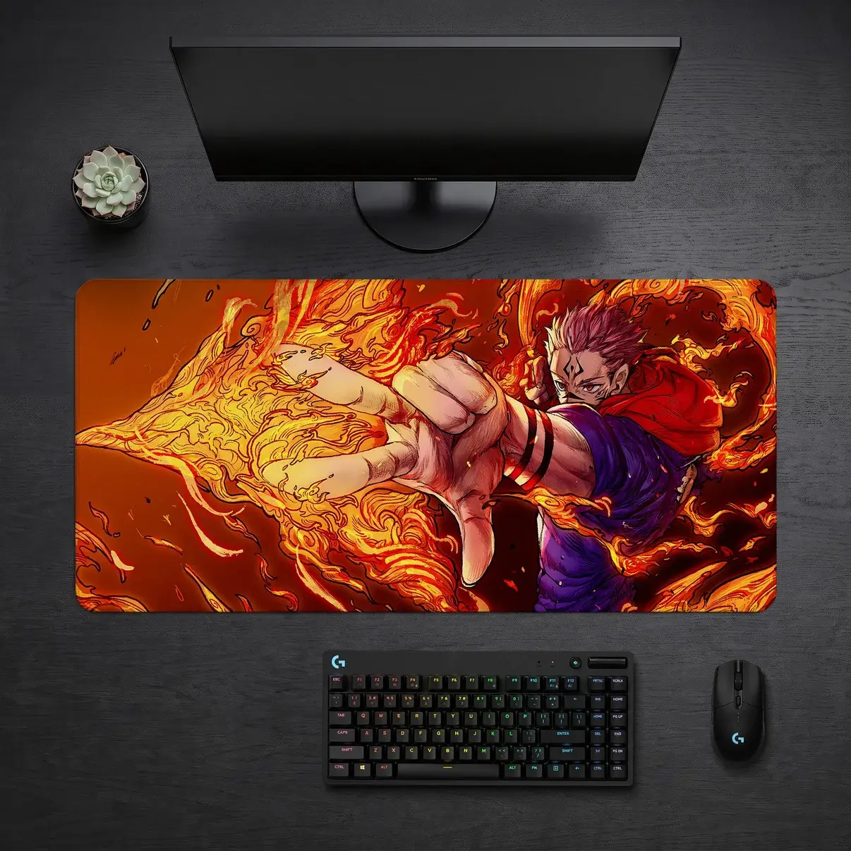 Riverside Japan Full Moon in Black and Red, Long Mouse Pad, Extra Large Mousepad, Gaming Desk Mat, Japanese Desk Pad