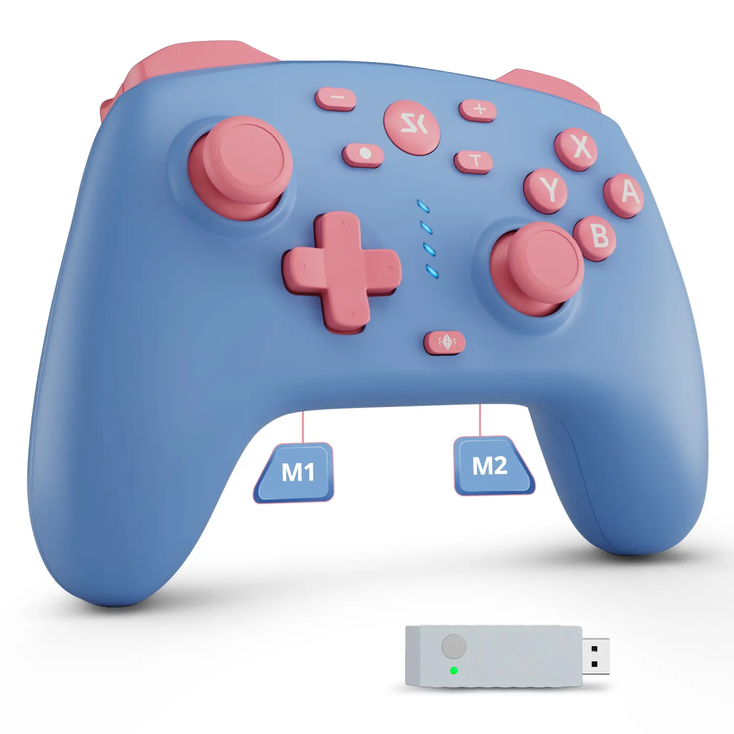 Wireless Game Controller for Switch/Switch 2/Lite/OLED/PC/Android/iOS with 2.4G Adapter Hall Joysticks Triggers 2 Back Programmable Buttons Turbo Function
