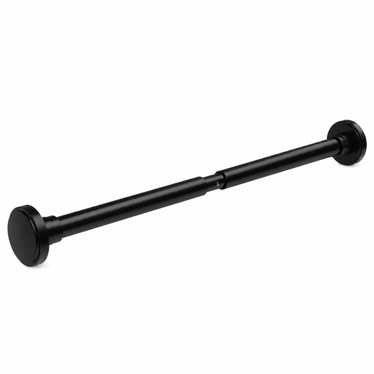 Matte Black Shower Curtain Rod, 30 to 76 Inches, Adjustable Spring Tension Rod, No Drill, Stainless Steel, Rust-Free, Non-Slip, for Bathroom, Closet, Window, Room Divider
