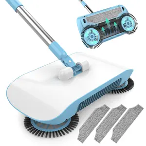 PHANCIR Manual Hand-Push Sweeping Machine, Multifunctional Non-Electric 360 Degree Rotating Floor Mop Broom Dustpan Household Cleaning Tools