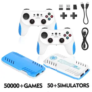 X10 PRO Wireless Handheld Game Console Built-in 50000+ Classic Games PSP/PS1 Retro Dual Wireless Controllers 128G Blue & White Portable for Home & Party